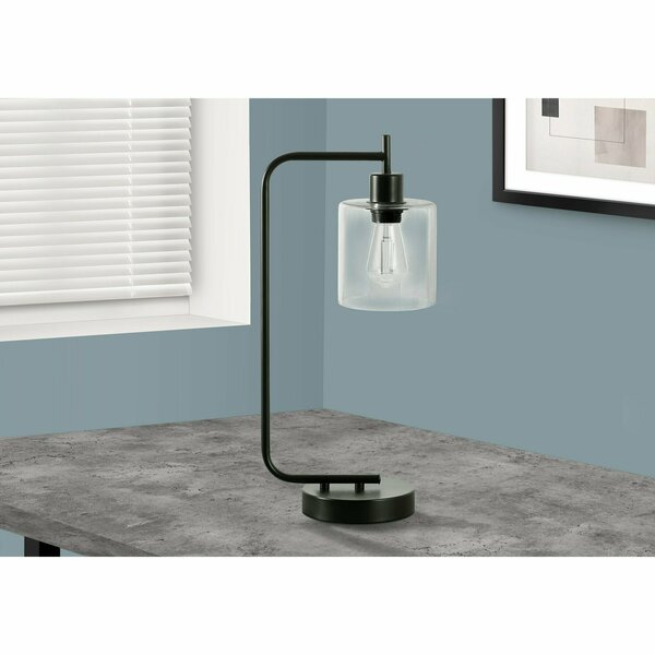 Monarch Specialties Lighting, 20 in.H, Table Lamp, Usb Port, Black Metal, Glass Shade, Modern I 9637